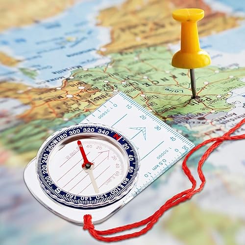 Miniatura 7 de BBTO 9 piezas de brújula orientación senderismo, mochilero, camping, brújula, lectura, al aire libre, brújula impermeable para Scout, hombres y