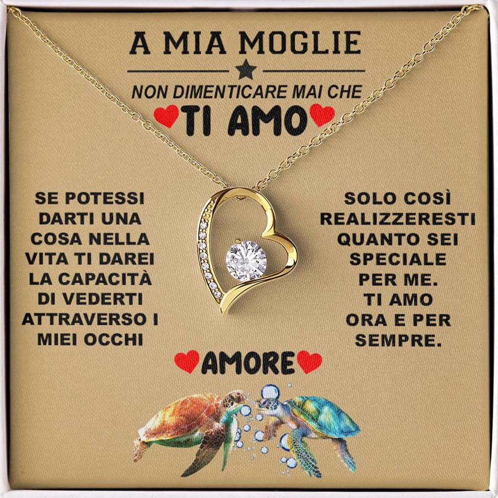 Bramart Collana Donna Moglie o Fidanzata Idea regalo per lei Finitura in Argento, Oro Gioiello Anniversario matrimonio Idee Regali Ciondolo - Cofanetto con DEDICA incluso