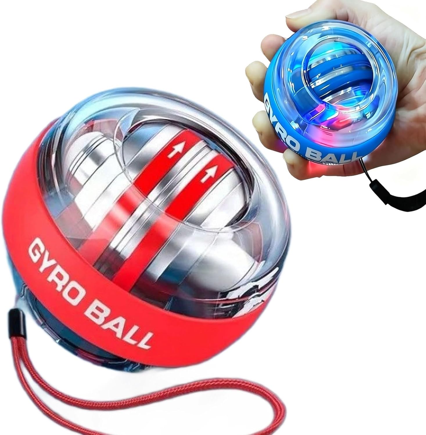 Auto-Start Wrist Power Gyro Ball Gyroscopic Forearm Exerciser Hand Exerciser-for Forearm-Finger-Grip Strength Train-Wrist Power Balls-with Safety Rope-for Stronger Muscle