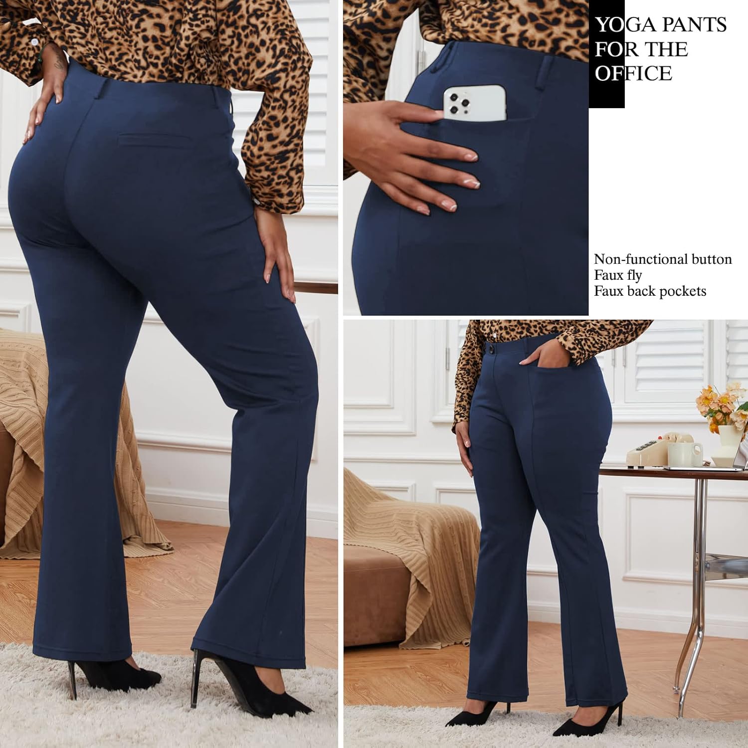 Wrinkle-Free Stretch Dress Pants Plus Size for Women Pull-on Pant Ease into Comfort Office Pant - Image 3