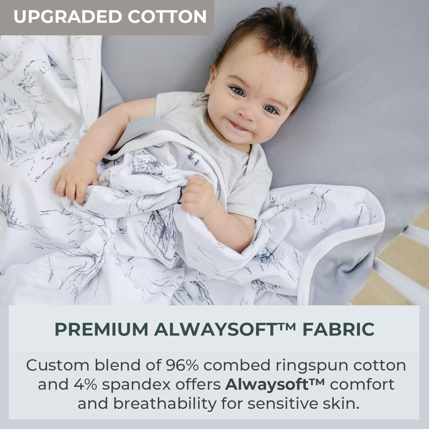 Pobibaby Premium 3-Layer Baby and Toddler Blanket – Ultra-Soft Cotton Blend, Breathable Baby Blankets for Boys & Girls, 50''x50'' Soft Blanket, Neutral Design (Explore Monochrome)