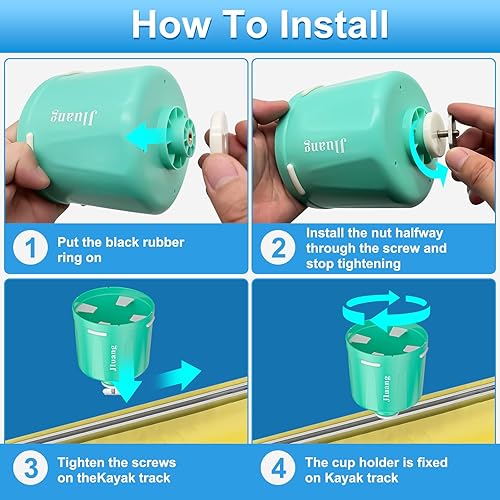 Miniatura 4 de Jluang Portavasos multifuncional antideslizante para kayak con elastómero - Antiderribo, almacenamiento ultra grande, instalación de montaje en
