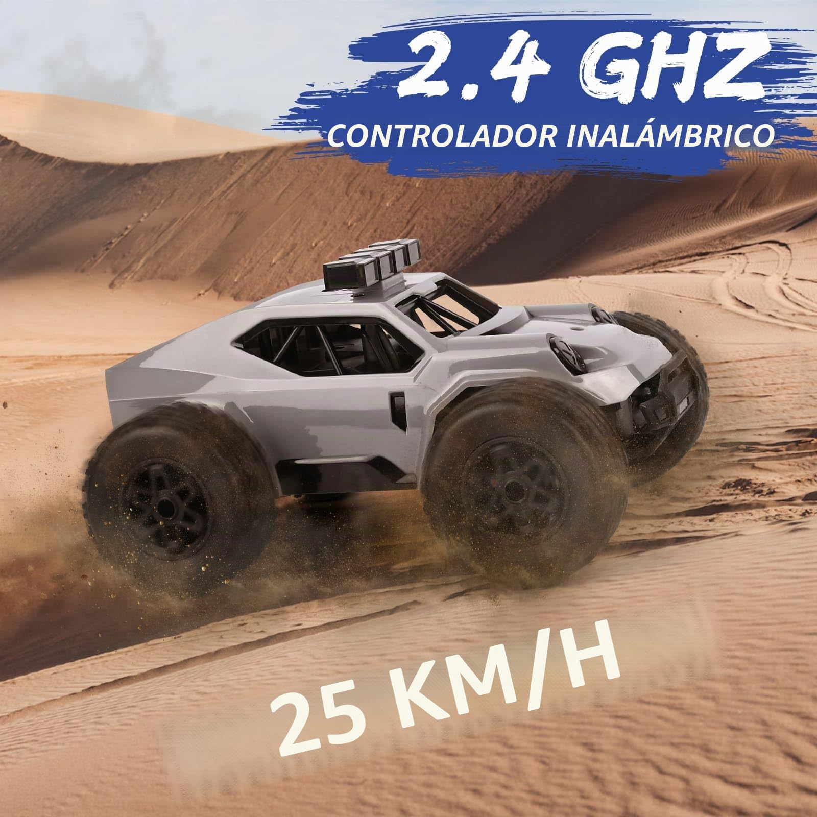 Comius Sharp Coche Teledirigido, Coche Teledirigido De Alta Velocidad 1/20 25km/H, Todo Terreno Todoterreno con Luces Led, Regalo para Niños De 7 A 14 Años(Gris)