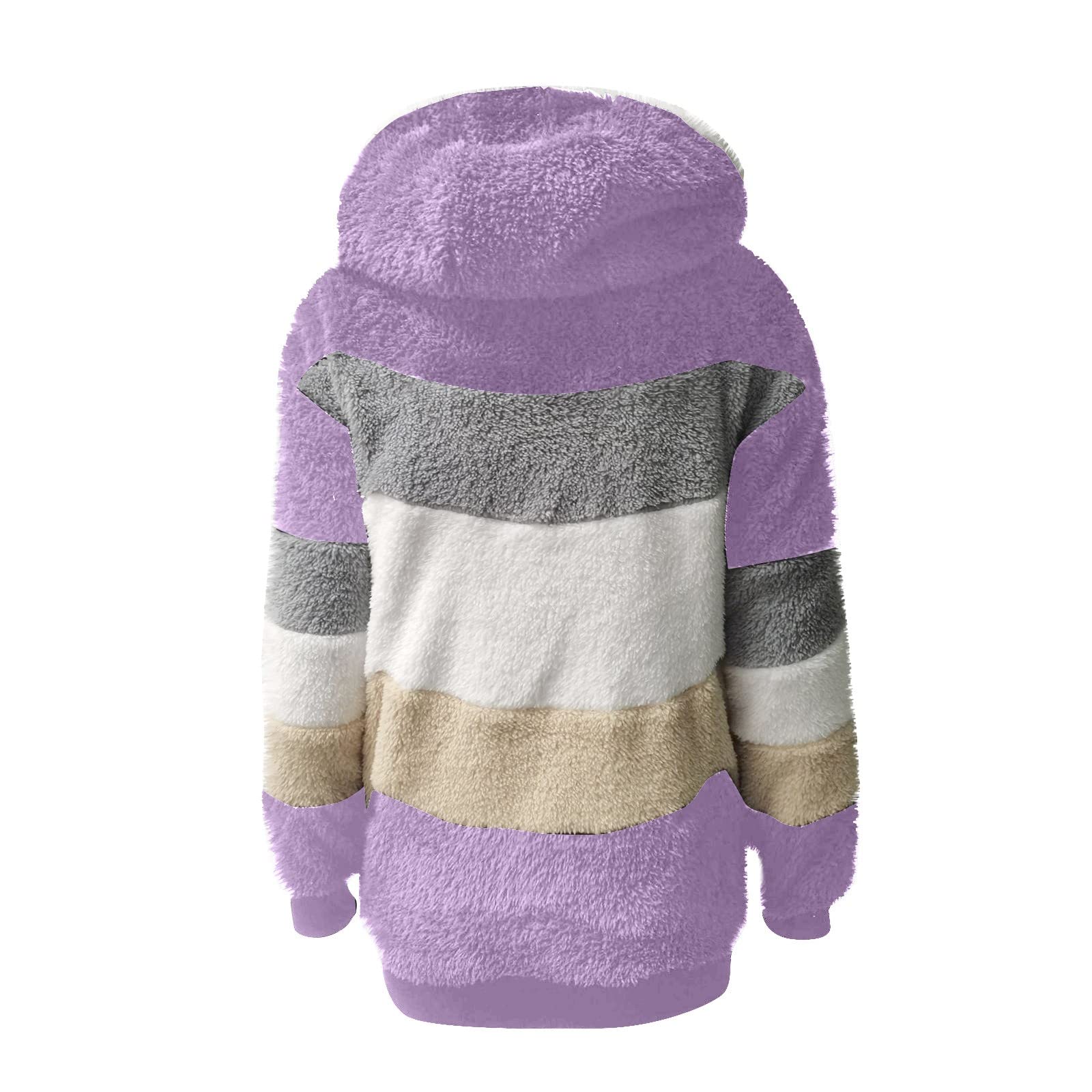 Fleecejacke Damen Mit Kapuze Wintermantel Teddy Mantel Teddyfleece Jacke