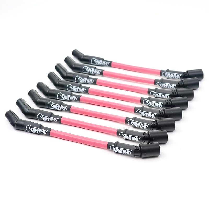 Jogo de cabos de vela Michigan Motorsports 10 mm para motores LS de caminhões e SUVs – Rosa, 8 unidades
