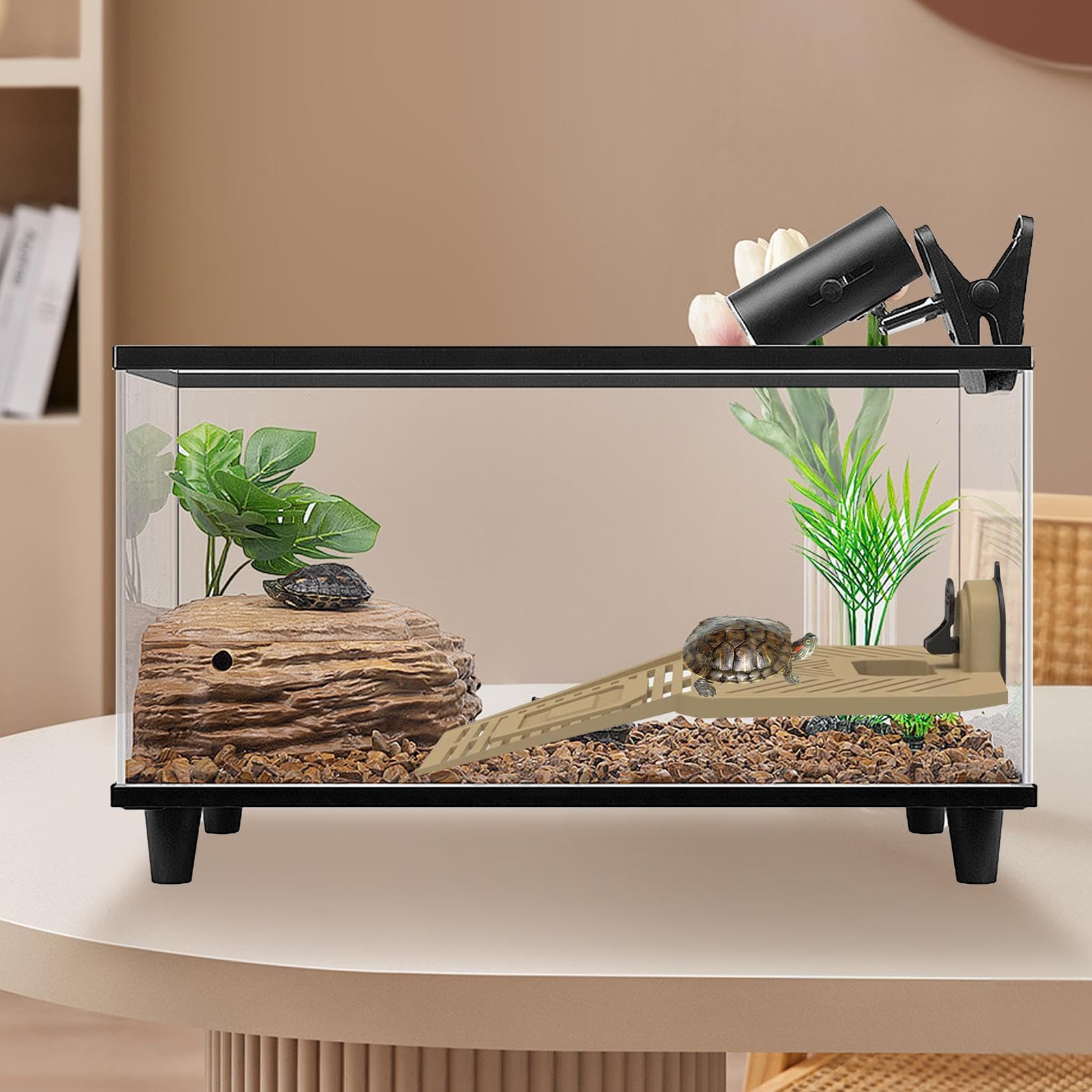 Rampa Para Escalar Tortugas: Muelle Estable Para Tomar El Sol, Muelle Para Reptiles De Alta Tracción, Soporte De Succión Industrial, Bandeja Para Refrigerios Integrada, Accesorio Para Hábitat Acuático — view 3