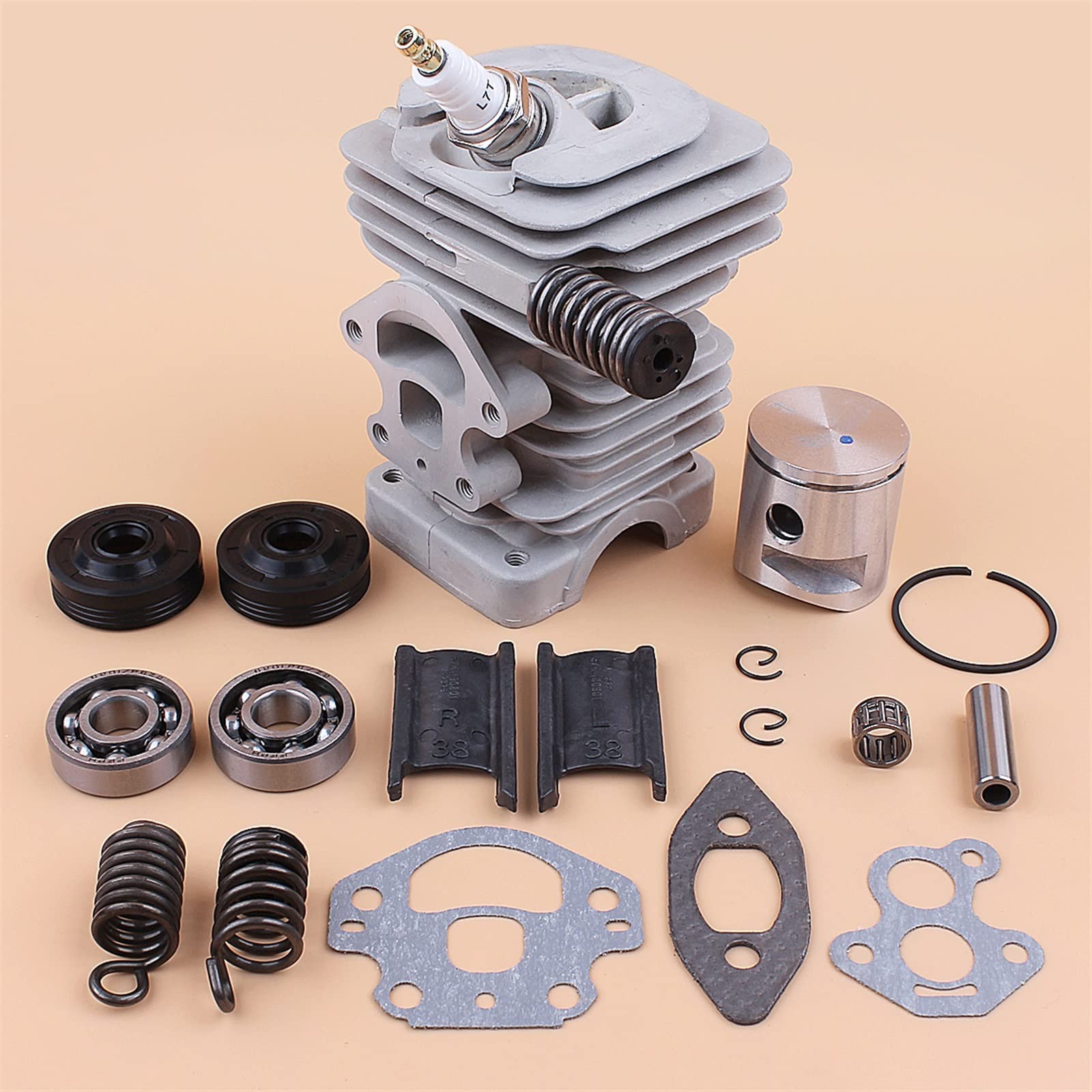 IWBR Kit de pistón de Cilindro de 39mm Apto for Husqvarna 240 235 236 cojinete de cigüeñal Junta de Sello de Aceite Amortiguador cojinete Motosierra Pieza de Repuesto
