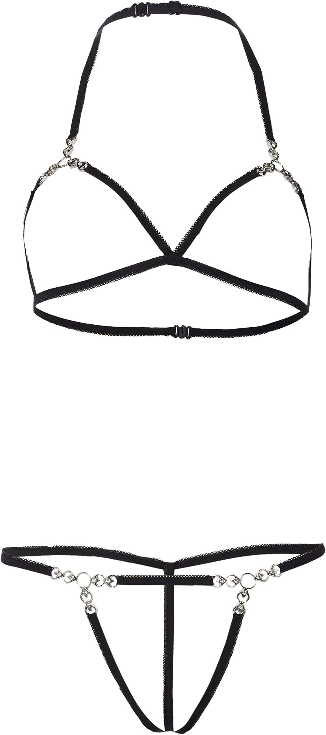 Mandy Mystery lingerie Women's 22116701111 Mandy Mystery-Sexy Lingerie-Small/Medium-Minimalist Bra, Black (Nero 001), 28 (Size: S/M)