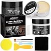 SEISSO Leather Repair Kit for Furniture, Black Vinyl Repair Kit with Mink Oil, Car Interior Leather Recoloring Balm for Scratches, Fading Shoes, Car Seat, Sofa