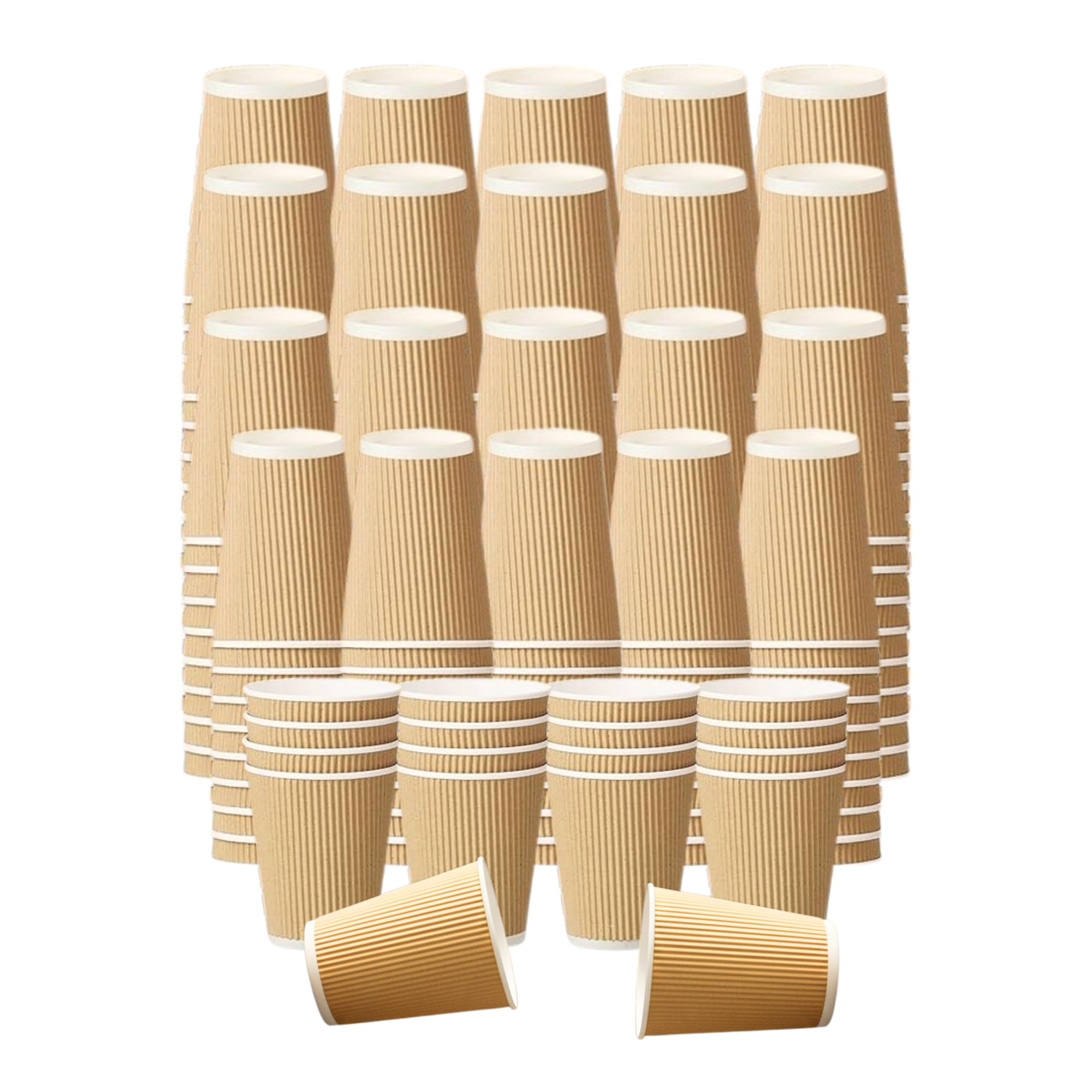Disposable Takeaway Coffee Cups for Hot & Cold Drinks - 8oz (Pack of 200) | Set of Recyclable Ripple Paper Coffee Cups | Eco-Friendly | Perfect for Office, Home, Party | Heat Resistant, Brown