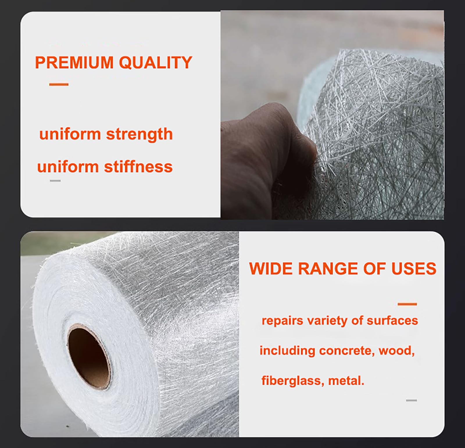 XIFENG Fiberglass Mat Fiberglass Chopped Strand Cloth Mat Fiber Glass Mat for Molding Casting Roofing Cars Surfaces Reinforces Boat Camper Repairs(Size:39in * 105ft(1 * 32m