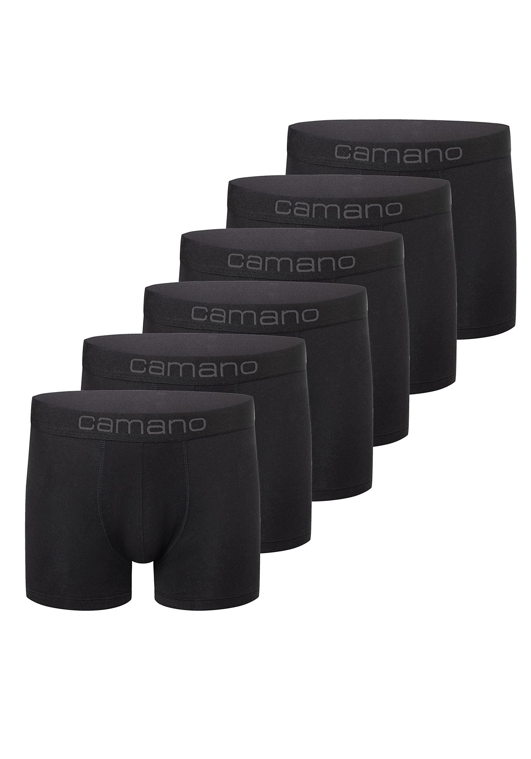 Camano Boxer da uomo Comfort con cotone sostenibile (BCI) in una pratica confezione da 6, Nero , M