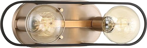 Miniatura 10 de Nuvo 60/6643 Chassis 3 Light Semi-Flush Mount Fixture, cobre cepillado latón acabado con marco negro mate