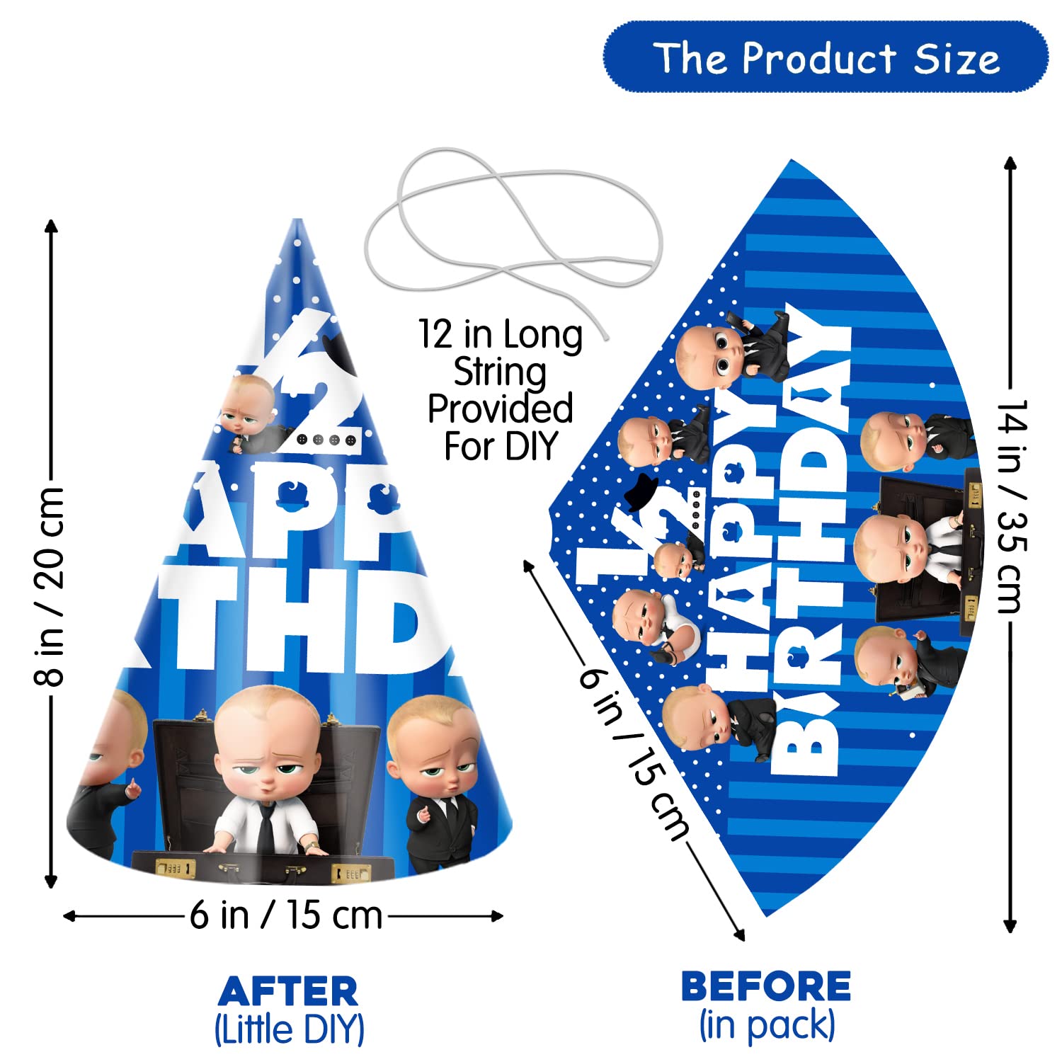 Zyozique Baby Boss Half Birthday Party Supplies, Boss Baby 1/2 Birthday Party Decorations for Boys with Its My Birthday Paper Banner Cake Topper Birthday Cap Cup Cake Topper(Pack of 28) 1