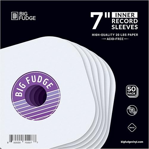BIG FUDGE Vinyl Record Inner Sleeves 50x | Made from Heavyweight & Acid Free Paper | Album Covers with Round Corners for Easy Insert | Slim Record