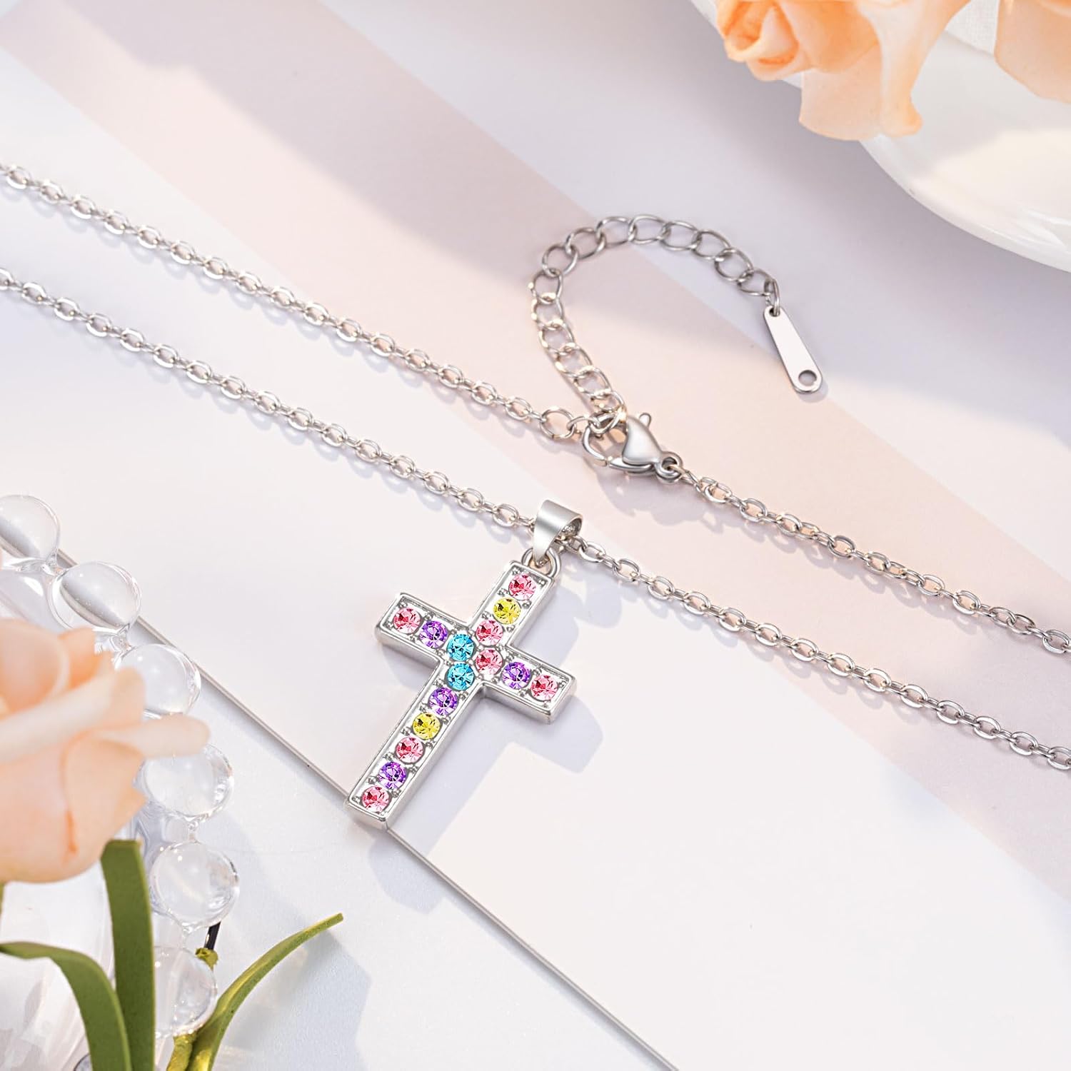 UPROMI Cross Necklace for Girls, Back to School Baptism Gifts for Daughter Granddaughter Niece Goddaughter - Image 7
