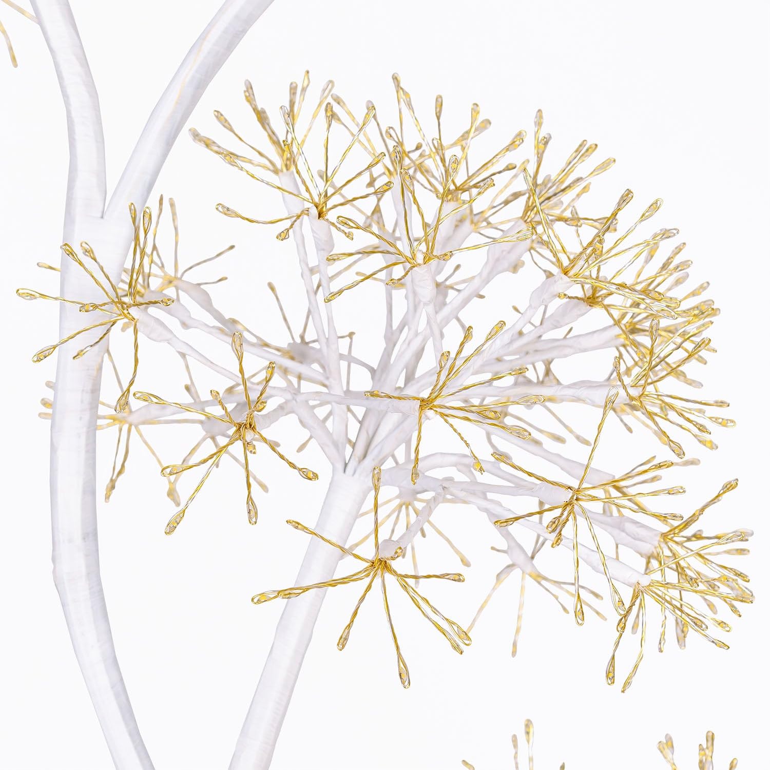Magie di Natale Ramo di albero 5 sfere RICH con microled bianco caldo per uso interno (Marrone 120 cm)