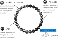 Vista 44 de MASSIVE BEADS Pulsera elástica de yoga hecha a mano con piedra natural, cristal curativo, energía, regalos para adultos unisex de 0.157 in, 0.236