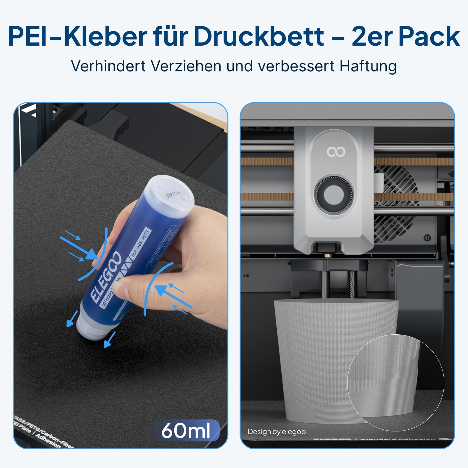 ELEGOO 3D Printer Starter Kit Für Centauri Carbon Mit PLA Filament, Beidseitigem Bauplatten-Set, Haftkleber, 0.4mm Gehärtetem Stahl-Düsenkit Und Anti-Vibrationsfüßen