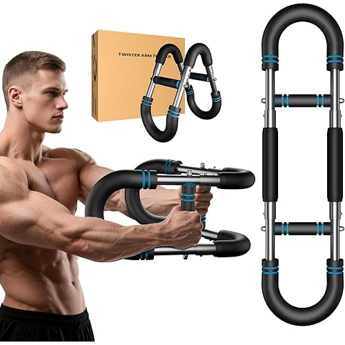 Upgraded Twister Arm Trainer, Adjustable Chest Workout Equipment, Portable Arm Exerciser for Upper Body Strength Training, Detachable Power Twister Bar for Home Gym Fitness
