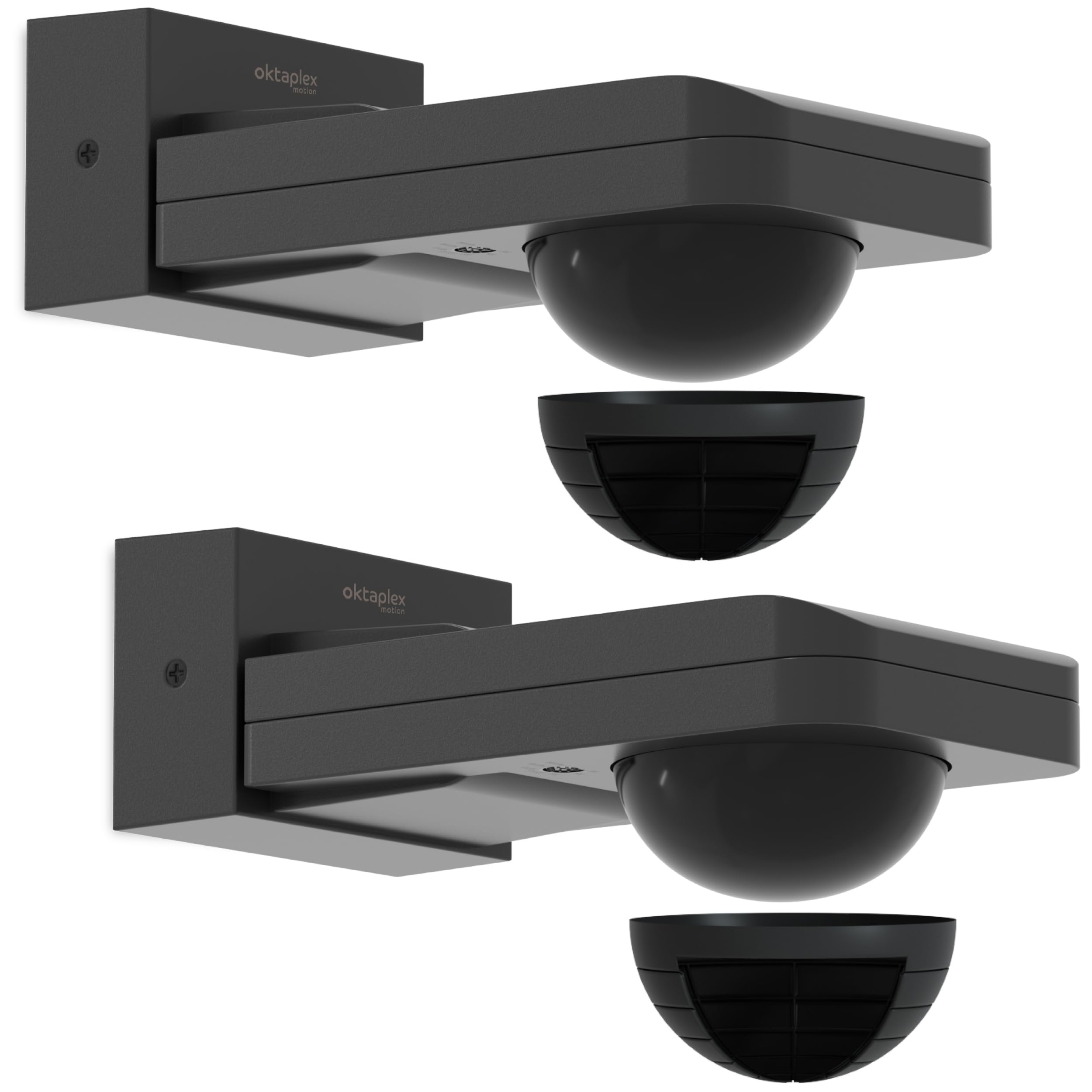 Oktaplex Tea set da 2 sensori di movimento per esterni antracite 9 m | Sensore di movimento da superficie orientabile 360 ​​gradi 9 m IP65 230 V per soffitto e parete