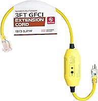 Vista 9 de Iron Forge Cable Cable de extensión GFCI iluminado para exteriores de 3 pies - Cable de extensión SJTW amarillo resistente 12/3 con enchufe
