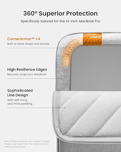 Vista 142 de tomtoc - Funda protectora de 360° para MacBook Air de 15 pulgadas M3/A3114 2024, M2/A2941 2023, laptop Surface de 15 pulgadas 7/6/5/4/3, Dell XPS 15