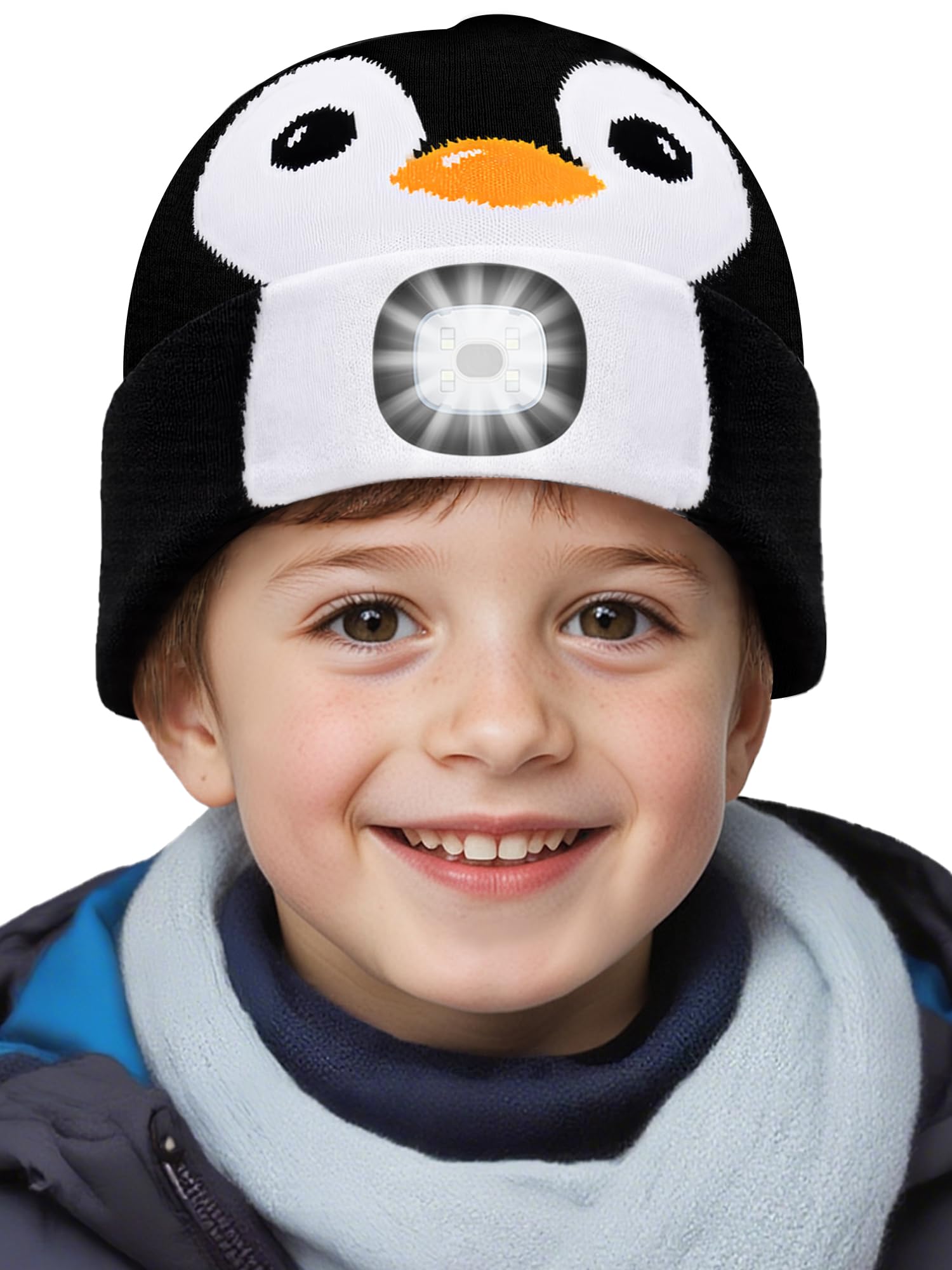 SPGOOD Kinder LED Mütze mit wiederaufladbarer Beleuchtung für Laufen | Passt auf Kopfumfang von Kinder, LED-Licht sorgen für gute Sichtbarkeit bei Nacht, Winter Geschenk für Jungen und Mädchen