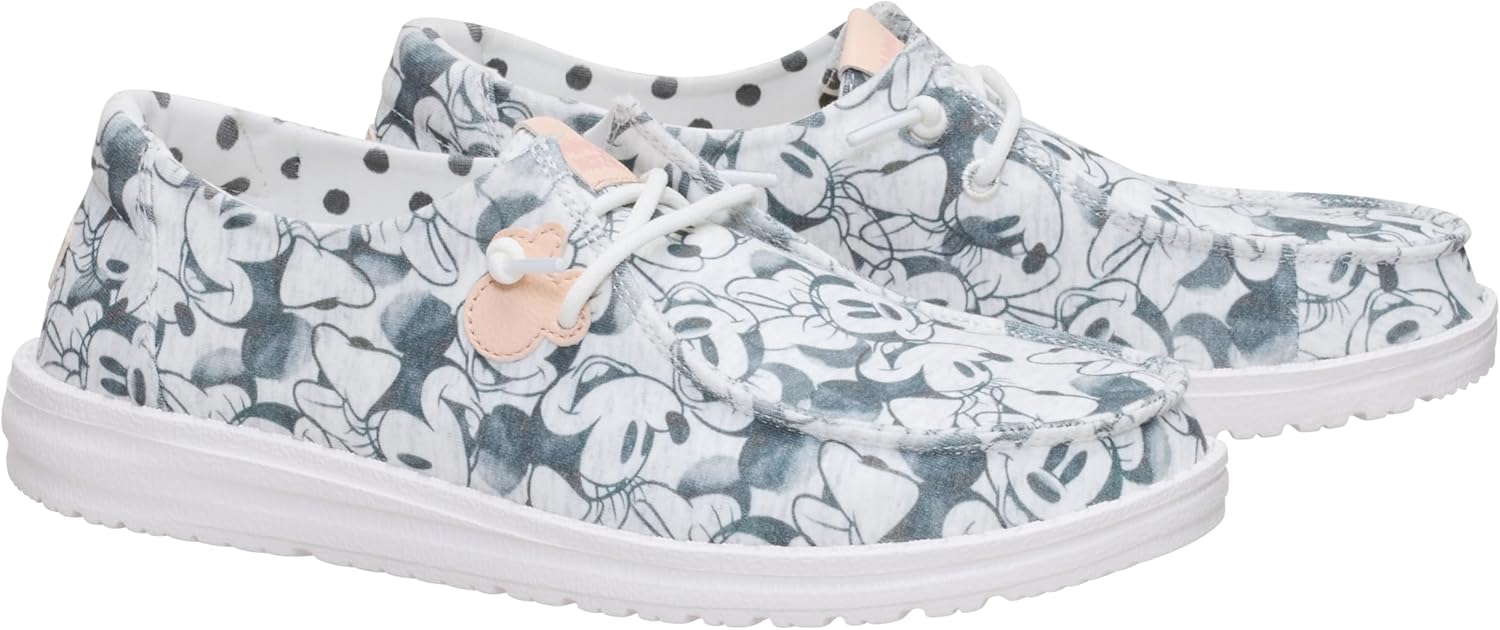 HEYDUDE Women's Wendy Minnie Mouse Print Loafers | Lightweight Women's Slip-On Shoes | Comfortable & Casual Everyday Footwear