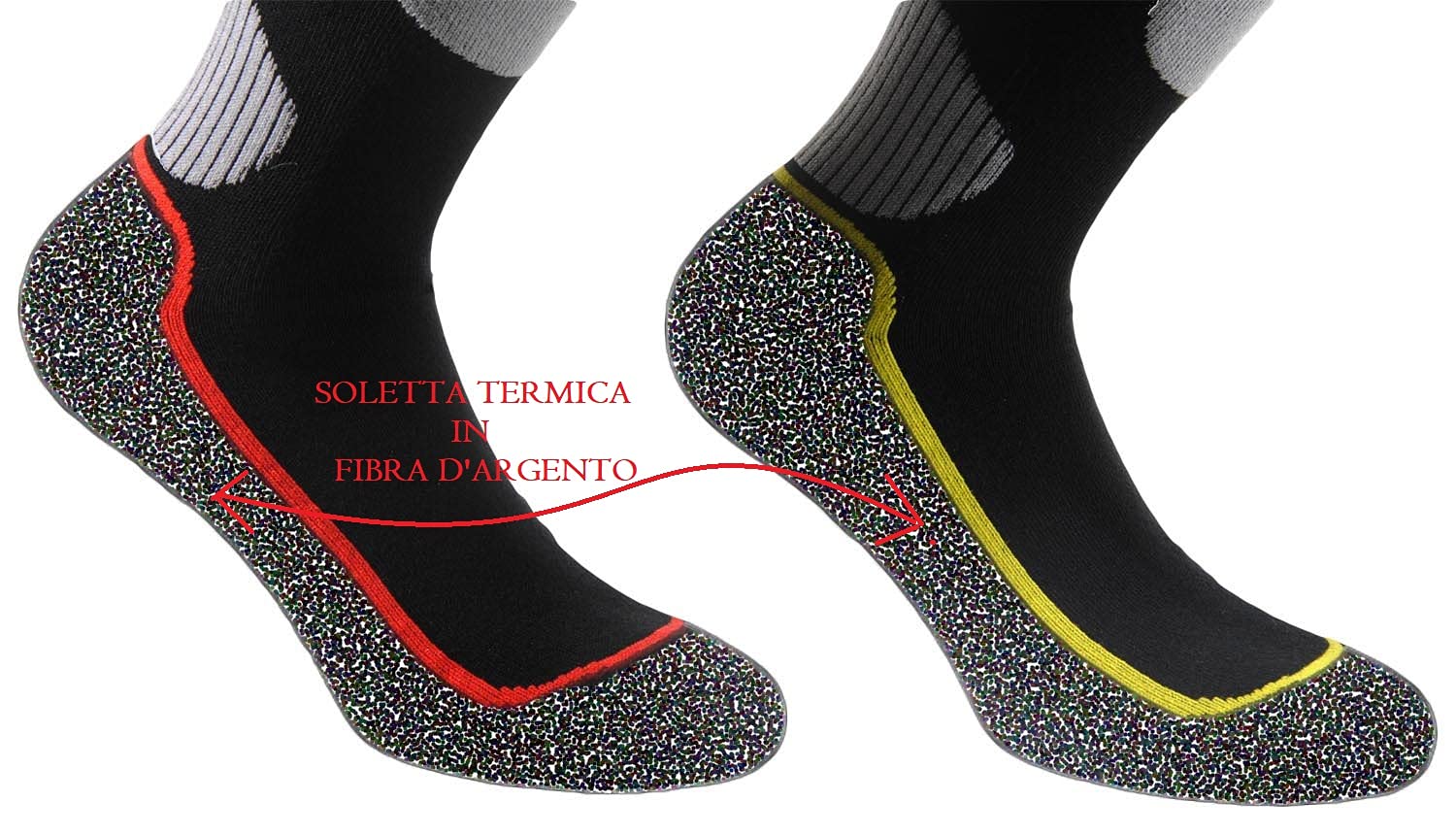 (2 PAIA) Calze lunghe termoregolanti in fibra d’argento X-SILVER, per motociclismo, sci, snowboard e outdoor – 100% Made in (Brescia) Italy