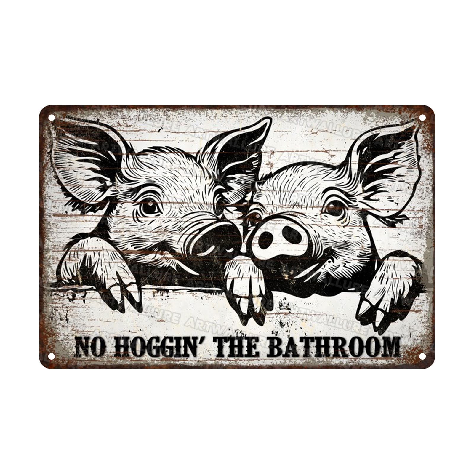 Funny Pig Vintage Sign No Hoggin The Bathroom Metal Tin Sign Wall Decor Bathroom Sign for Toilet Restroom Washroom 8x12inch