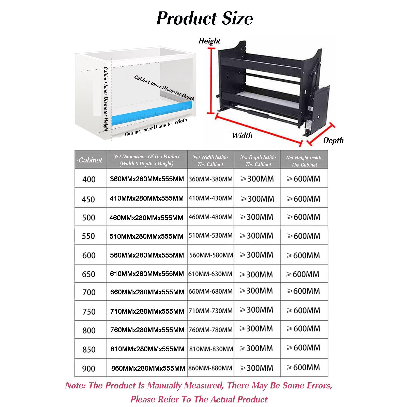 XLTFUC 2 Tier Kitchen Cabinet Pull Down Shelves Kitchen Cabinet Organizer Space Saving Shelves(360x280x555mm)