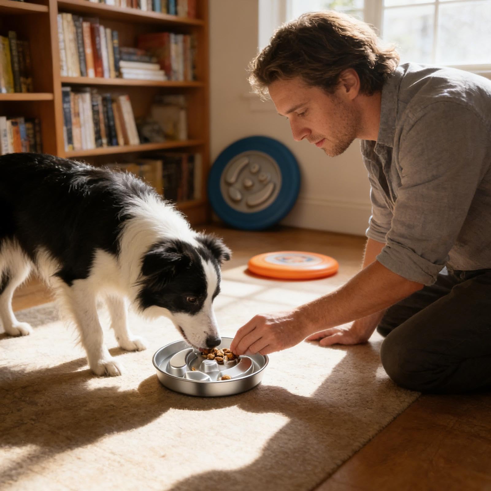 Plat à lécher interactif – Elevated Logique interne, anti-apport rapide en métal antidérapant, outil de gestion des calories en acier poli, bassin sain en | Mangeoire lente pour chiens