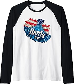 Kamala Harris #47 Patriotic Flag Dress Style - 2024 Walz Raglan Baseball Tee