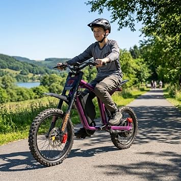 Eahora FT-07 3000W 30MPH Electric Dirt Bike for Teens/Adults 48V 18AH 40Miles Long Range Full Suspension Electric Motorcycle Bike 14"/12" Fat Tires, LCD Display with NFC Off Road ebikes for Age 13+