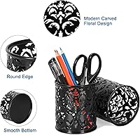 Vista 2 de EasyPAG Soporte para Bolígrafos Negro para Escritorio, Paquete de 2 Organizadores Redondos para Lápices, Soporte para Cepillos para Tocador