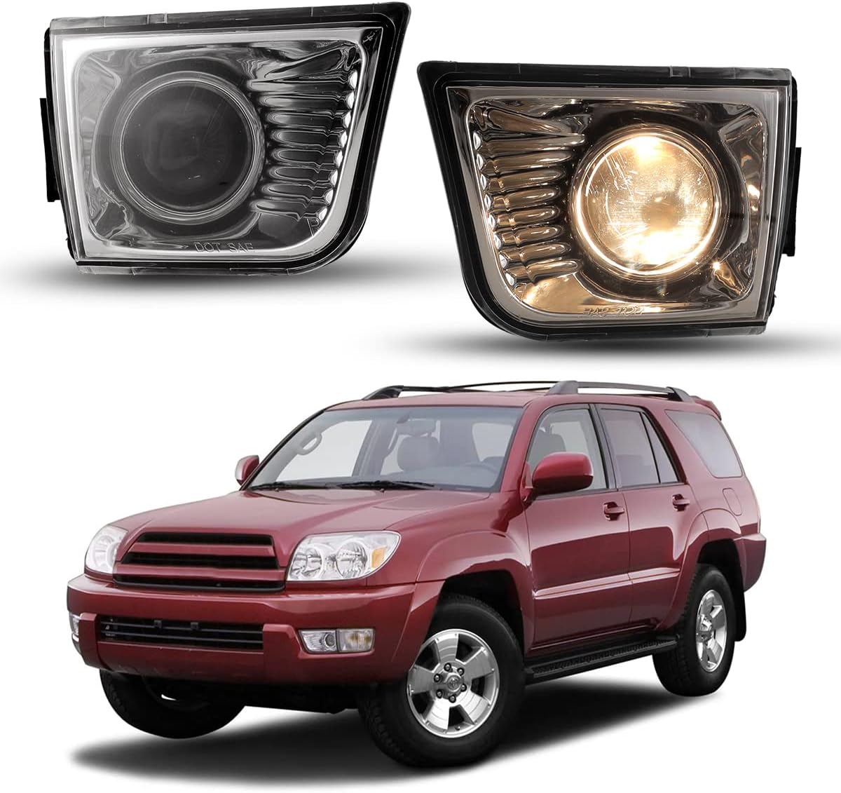 Nixon Offroad Fog Light Assembly for 2003 2004 2005 Toyota 4Runner Replacement Driver Left and Passenger Right Side Brightness 9006 12V 51W Bulbs Clear Lens