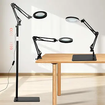 15X Magnifying Glass with Light and Stand – Real Glass Lens, 3-in-1 Magnifier