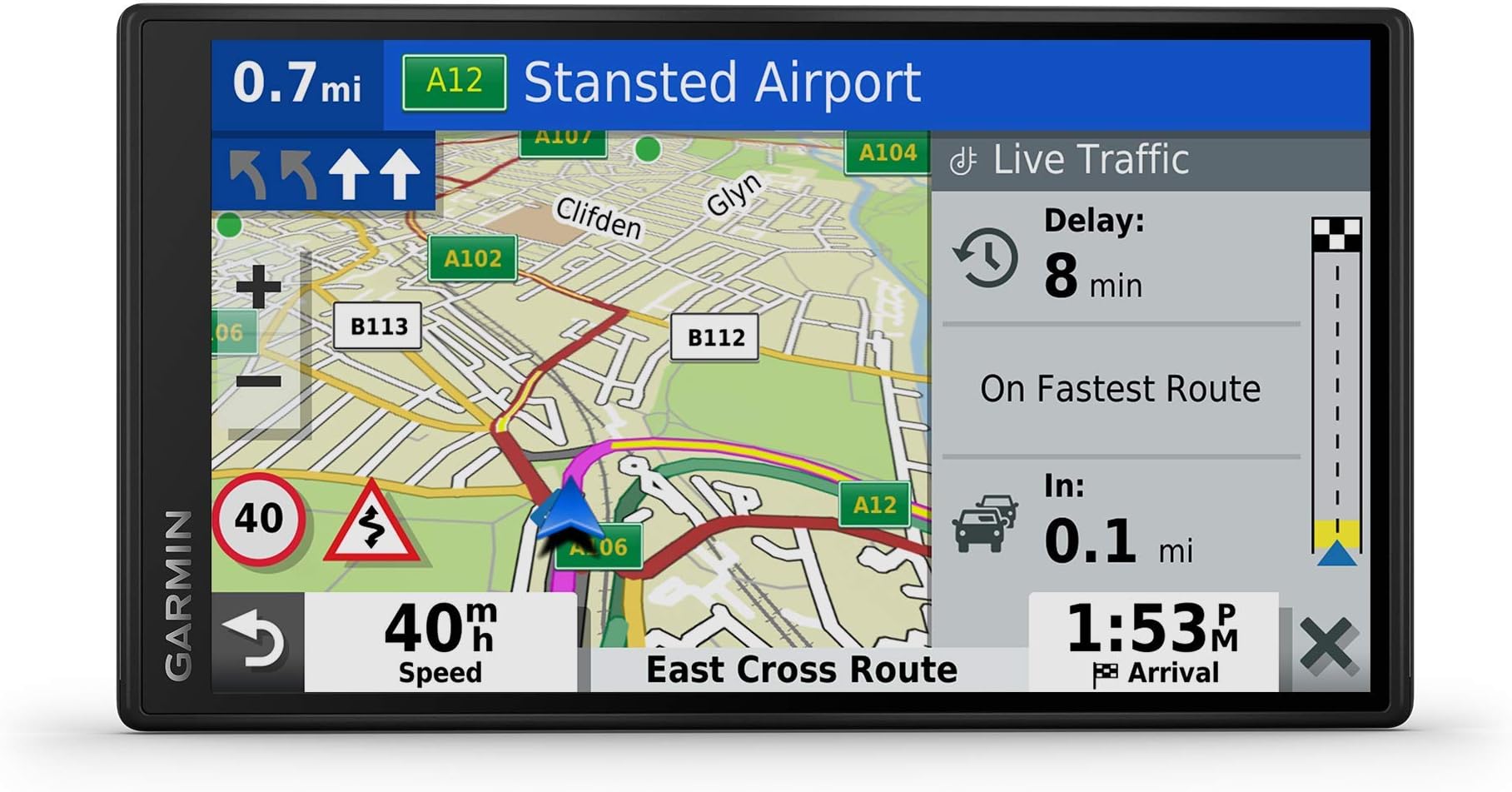 Garmin DriveSmart 55 Mt-D 5.5 inch Sat Nav with Edge to Edge Display, Map Updates for UK, Ireland and Full Europe, (Renewed)