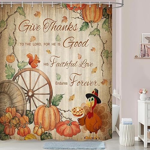 Miniatura 3 de Cortina de ducha de otoño, cortina de ducha de otoño con calabaza para baño, granja, cosecha de otoño, Acción de Gracias, hojas de arce para el