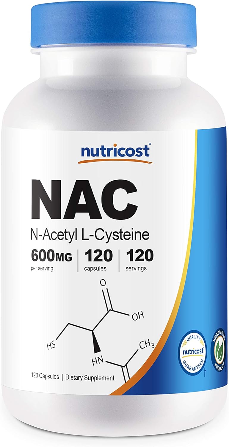 Nutricost N-Acetyl L-Cysteine (NAC) 600mg, 240 Veggie Capsules - Non-GMO, Gluten Free, Vegetable Caps (240 Caps): Health & Personal Care