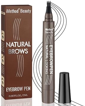 iMethod 4-Fork Tip Eyebrow Pen, Natural Hair-Like Strokes, Dark Grey | Brow Pencil Long Lasting, Waterproof Smudge-proof, 2 ML Non-Dry Formula, Easy to Use for Men & Women