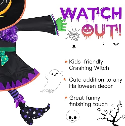 Miniatura 9 de IMIKEYA Decoración de Halloween de bruja estrellada contra el árbol, decoración colgante de Halloween al aire libre, divertidas decoraciones de