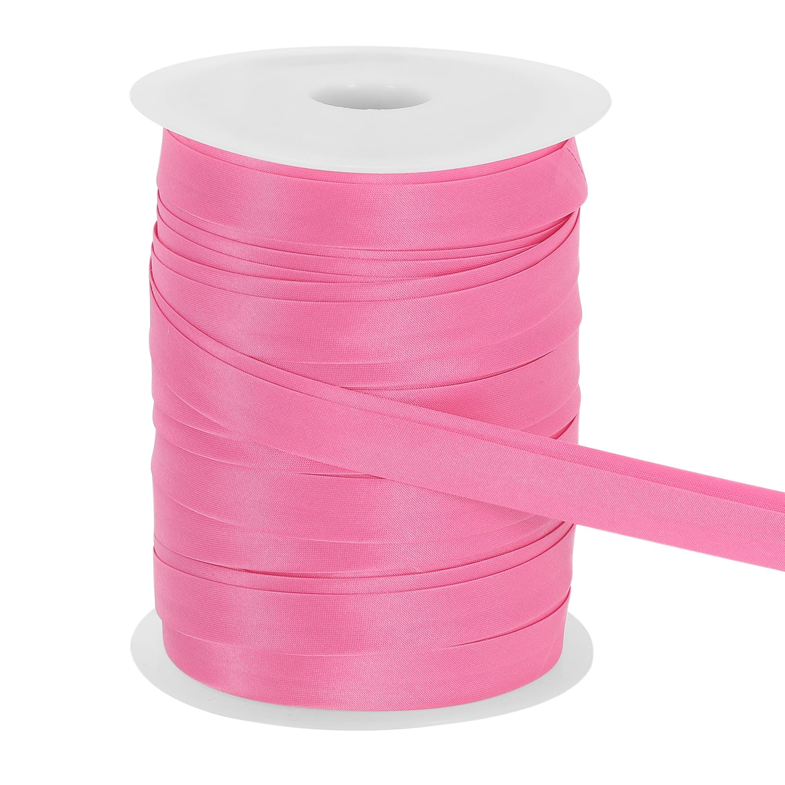 sourcing map Double Fold Bias Tape for Sewing 3/5 Inch x 55 Yards Satin Pre-fold Continuous Binding Tape for Seaming Quilting Hemming Binding DIY Crafts, Dark Pink — image 1
