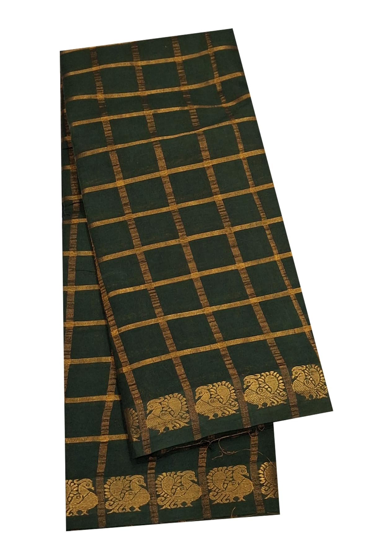 Sungudi Cotton Cotton Saree - 7 Yard Dye and Tie Pavithra Kattam Double Side Gold Zari Border With Peacock (with Running Blouse) Self Colors Saree-picture-23