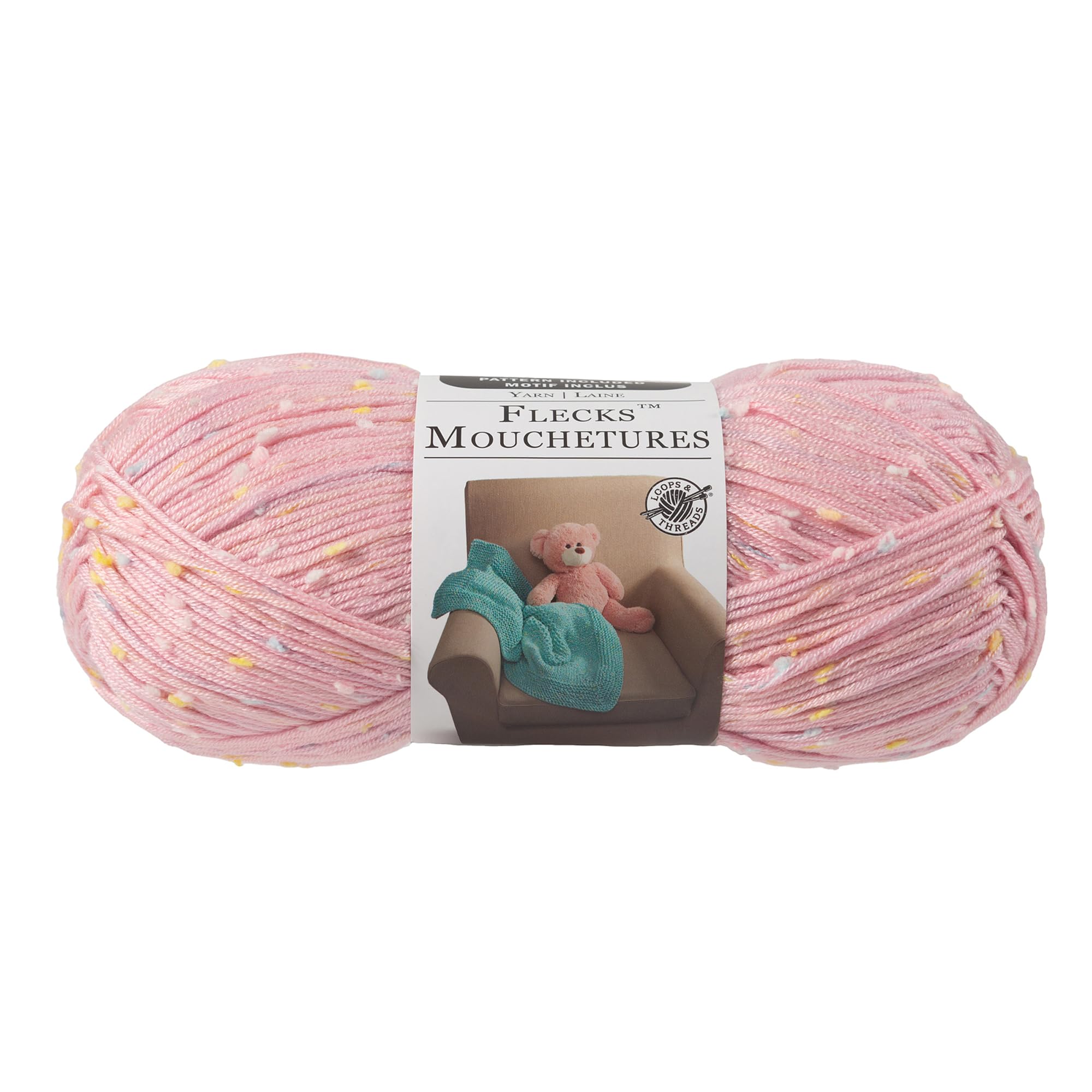 Flecks Yarn by Loops & Threads - Yarn for Knitting, Crochet, Weaving, and Arts & Crafts - Pink, Acrylic Blend, 6.53 oz