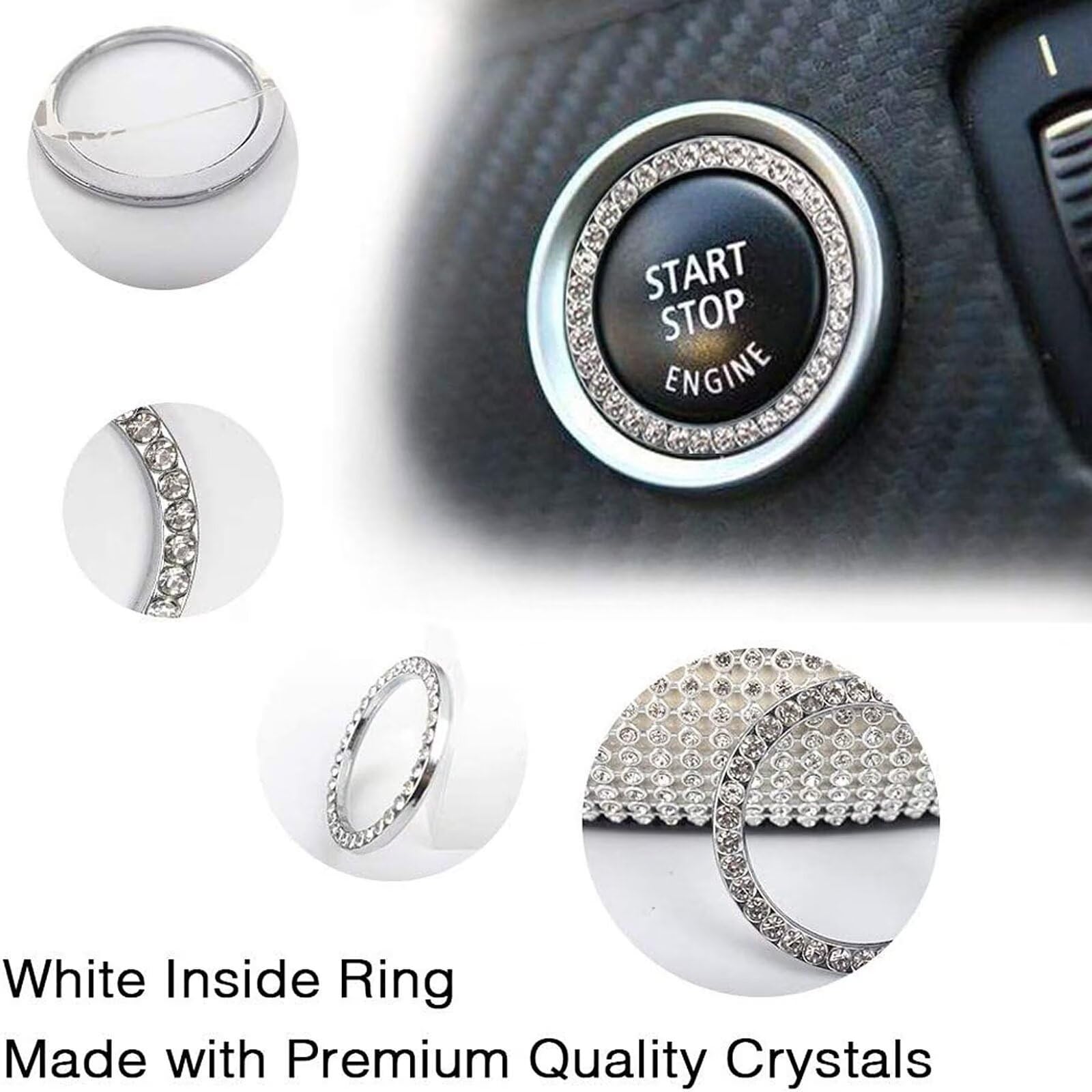Osłony na Kierownicę z Bling Bling Dżetów Miękki PU-skórzany Kryształowy Pokrowiec na Kierownicę Oddychający Antypoślizgowy 38 cm/15 cali Kobiety Dziewczęta Rękaw Koła Samochodowego