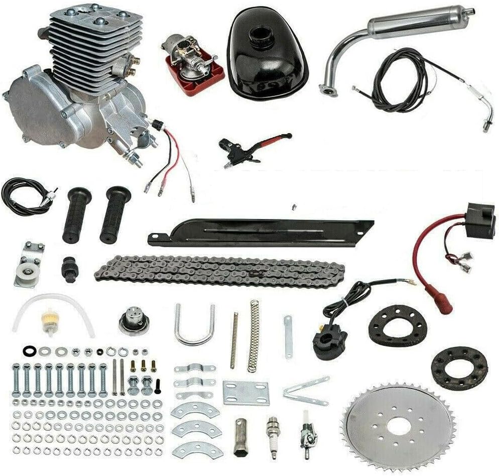 100cc Bicycle Engine Kit, 2 Stroke Motorized Bicycle Engine Kit, Air-Cooling Petrol Gas Motor Engine Kit, Bicycle Motor Kit for 26-28" Bikes (Upgraded)