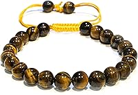 Vista 302 de Adjustable Crystal Bracelet – Gemstone Bead Bracelet with Adjustable Macrame String – Chic Gemstone Bracelet for Men and Women – 8mm Round Healing