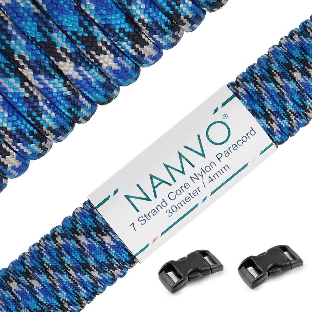 Namvo 550 Paracord Mil Spec Type III 7 żyłowy linka spadochronowa całkowita długość 30,5 m / 30 metrów, kamuflaż oceaniczny
